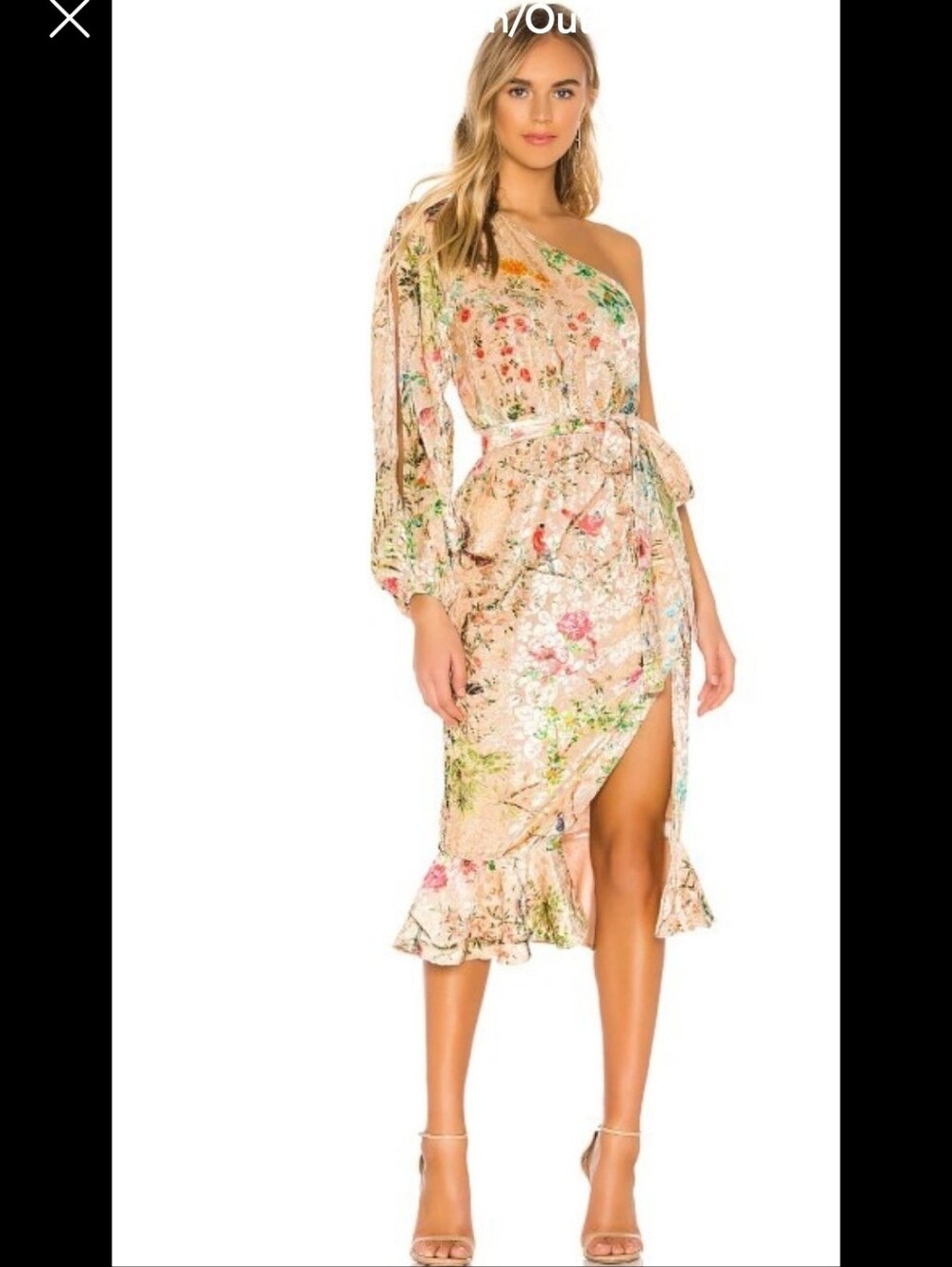 Hemant & Nandita Veena Dress Peach Metallic Floral Size L NWT